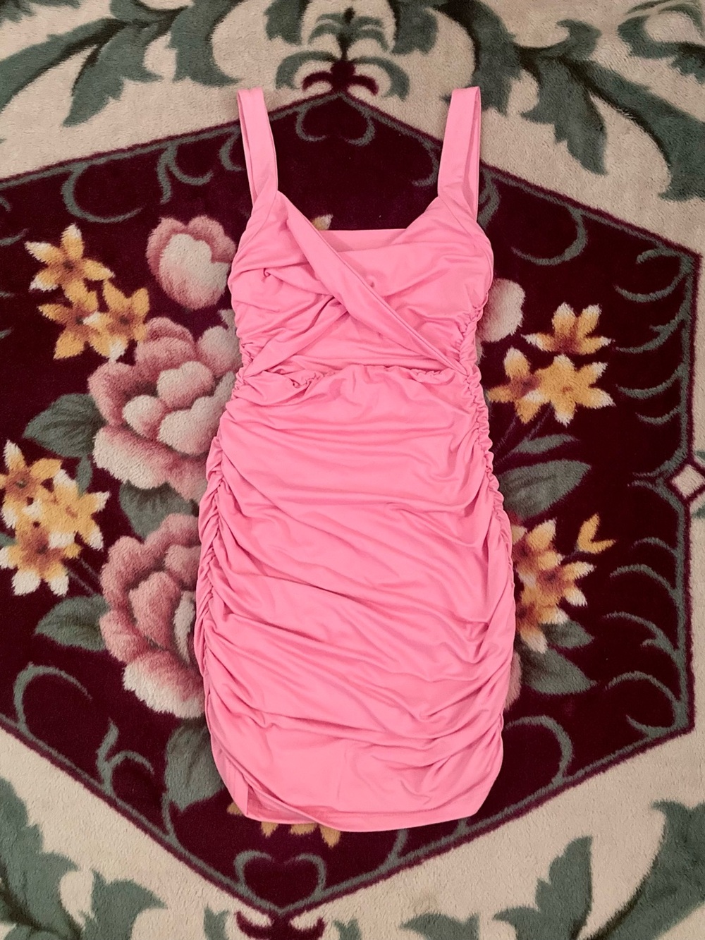 Sexy Pink Ruched Sleeveless Bodycon mini club wear open front Dress size small